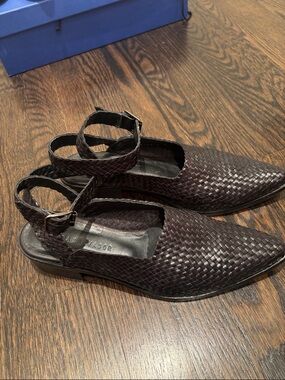 Freda Salvador Woven Black Slingback Sandals